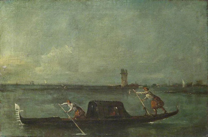 En gondol på lagunen nær Mestre - Francesco Guardi