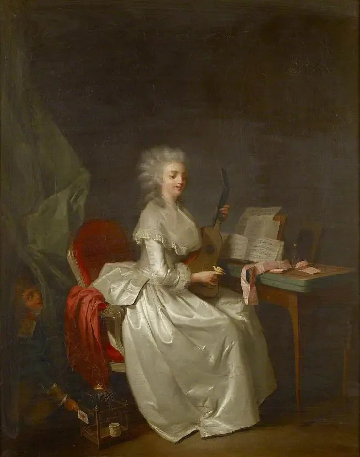 En ung kvinne som spiller gitar med en sangfugl i hånden - Louis-Léopold Boilly

Source:
Une jeune femme jouant de la guitare avec un oiseau chanteur dans sa main - Louis-Léopold Boilly