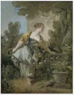 En ung jente i en park - François Boucher