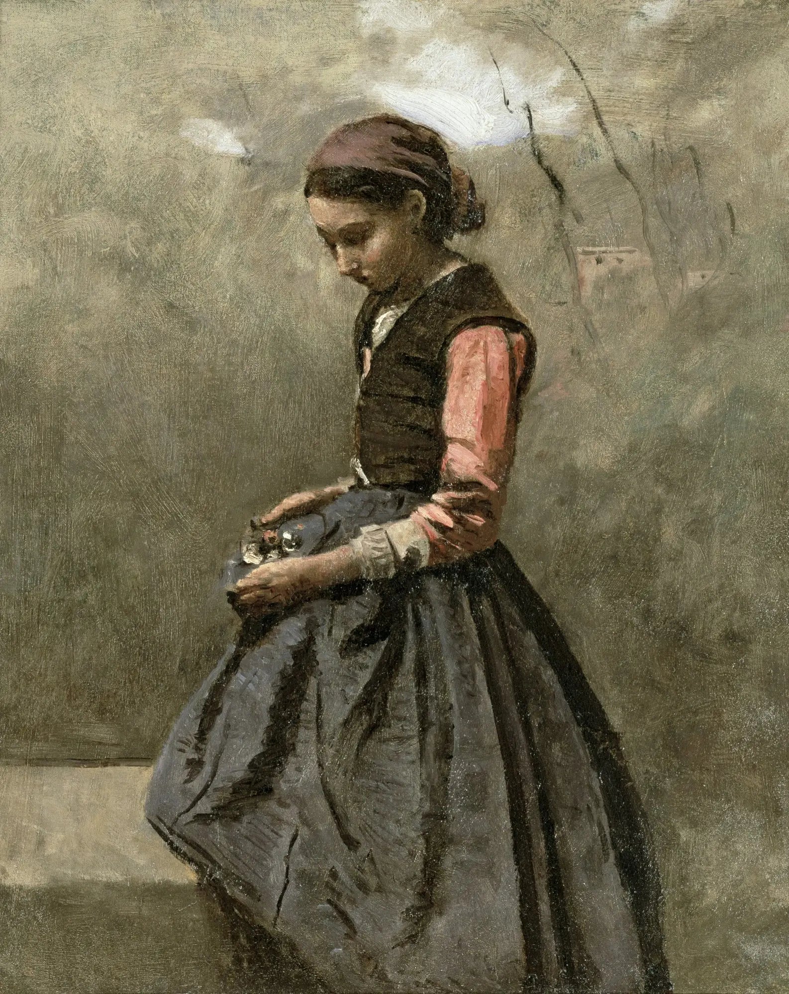 Une jeune fille pensive - Jean-Baptiste Camille Corot - Alpha Reproduction