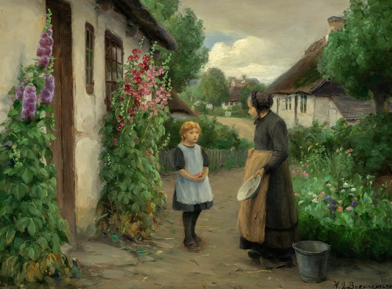 Sommerdag i landsbyen med en liten jente og en eldre kvinne. - H. A. Brendekilde

Source:
Une journée d'été au village avec une petite fille et une femme âgée. - H. A. Brendekilde