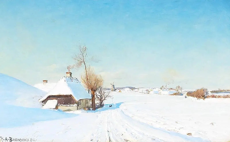 En solrik vinterdag med hus, en mølle og figurer. - H. A. Brendekilde

Source:
Une journée d'hiver ensoleillée avec des maisons, un moulin et des personnages. - H. A. Brendekilde