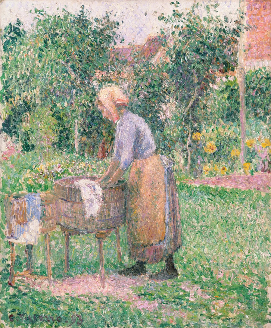 En vaskekone i Éragny - Camille Pissarro