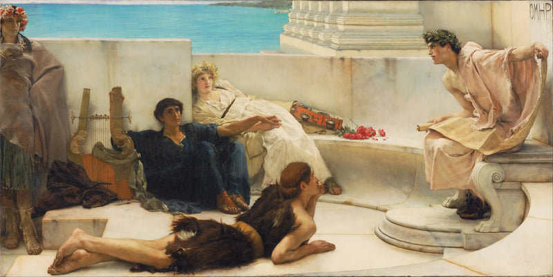En lesing av Homeros - Lawrence Alma-Tadema