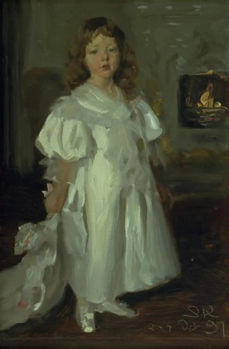 En liten jente, Helga Melchior, i lang kjole - Peder Severin Krøyer