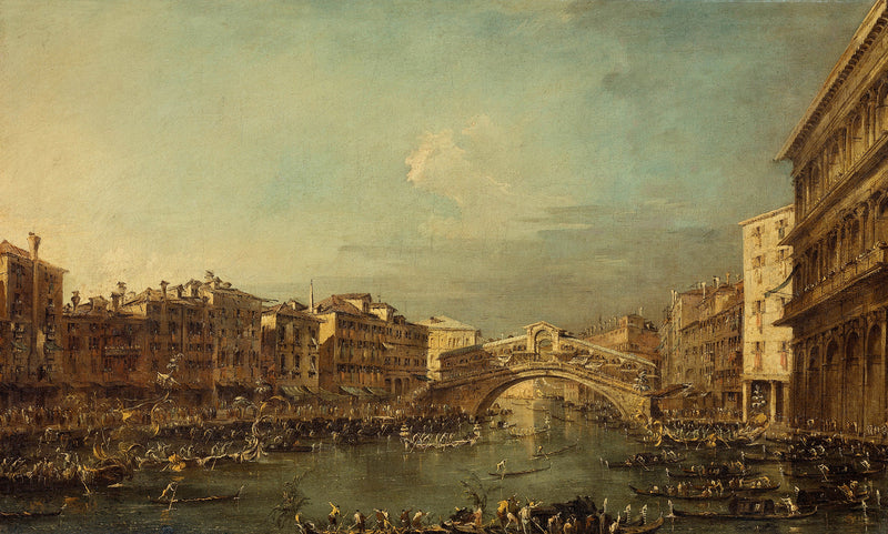 En regatta på Grand Canal med Rialto-broen i Venezia - Francesco Guardi