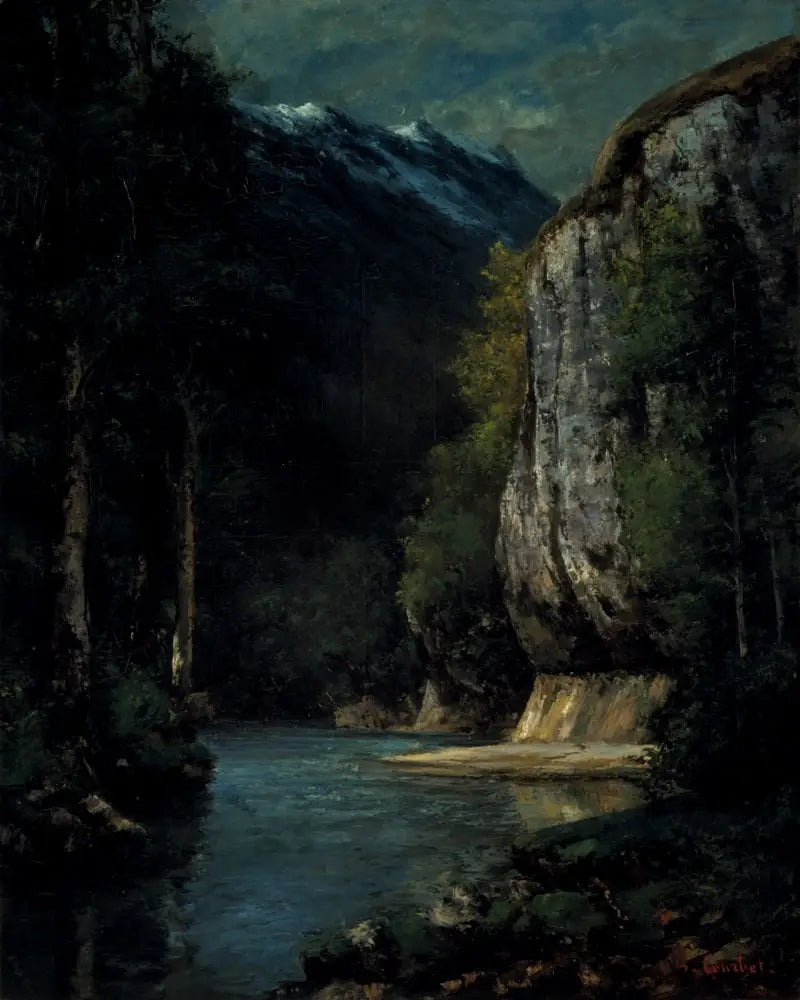 En elv i en fjellskråning - Gustave Courbet