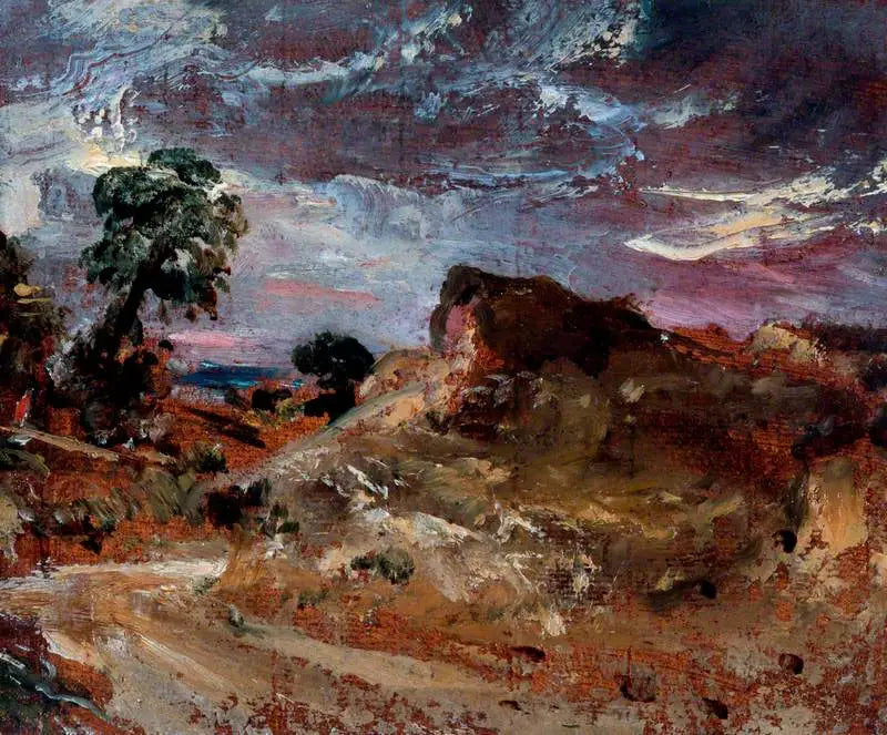 En landsbyvei og en sandbanke - John Constable