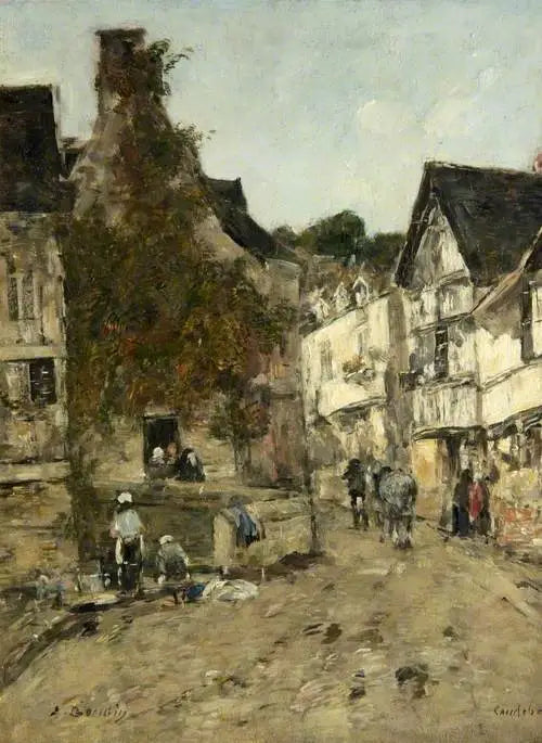 En gate i Caudebec-en-Caux - Eugène Boudin