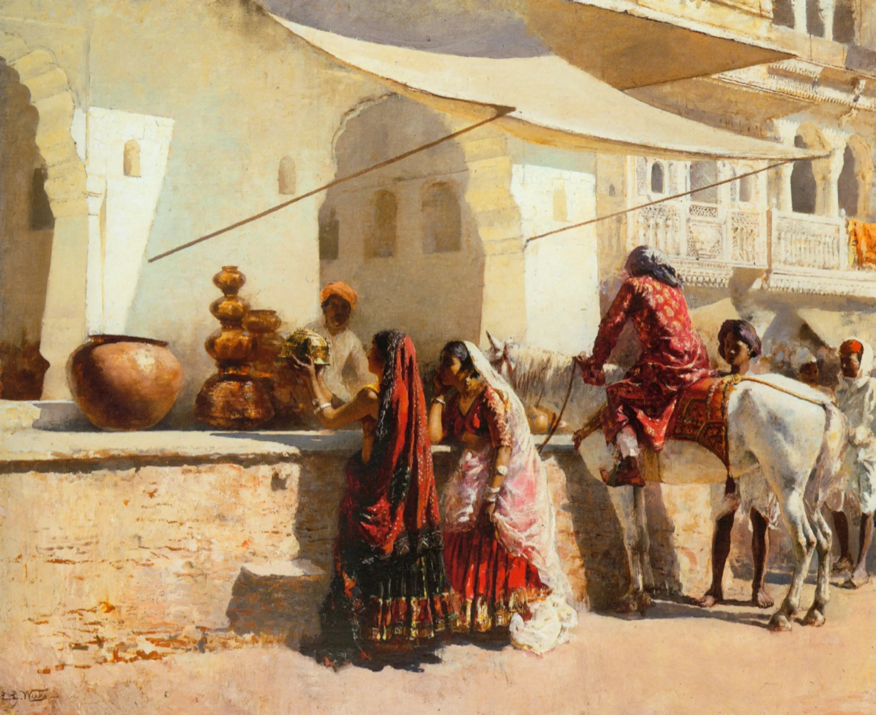 Une scène de marché de rue Inde - Edwin Lord Weeks - Alpha Reproduction