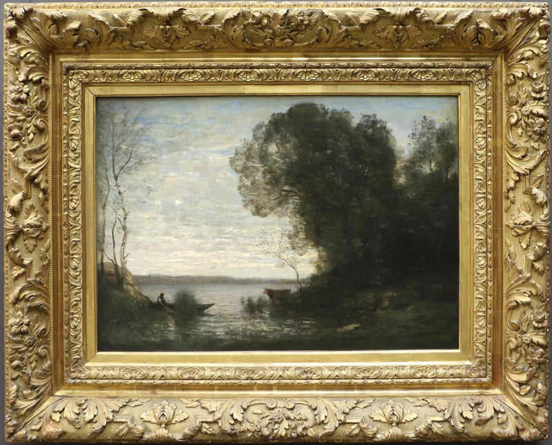 En kveld. Båtfører fortøyd - Jean-Baptiste Camille Corot
