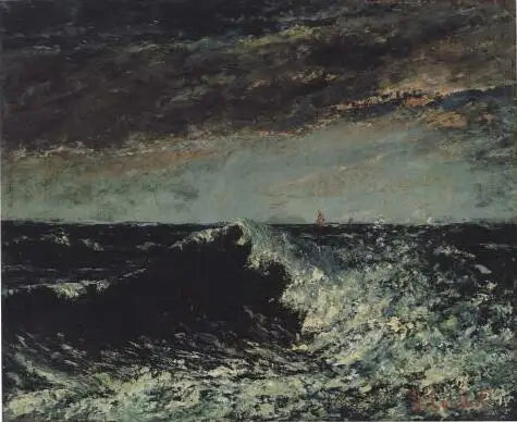 En bølge som bryter under tordenskyene - Gustave Courbet