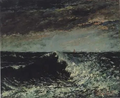 En bølge som bryter under tordenskyene - Gustave Courbet