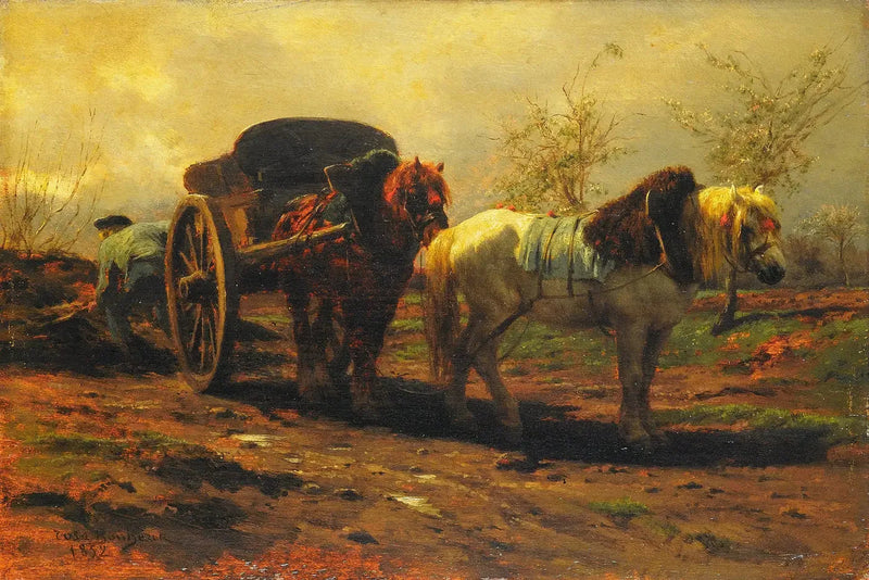En bil med to hester - Rosa Bonheur