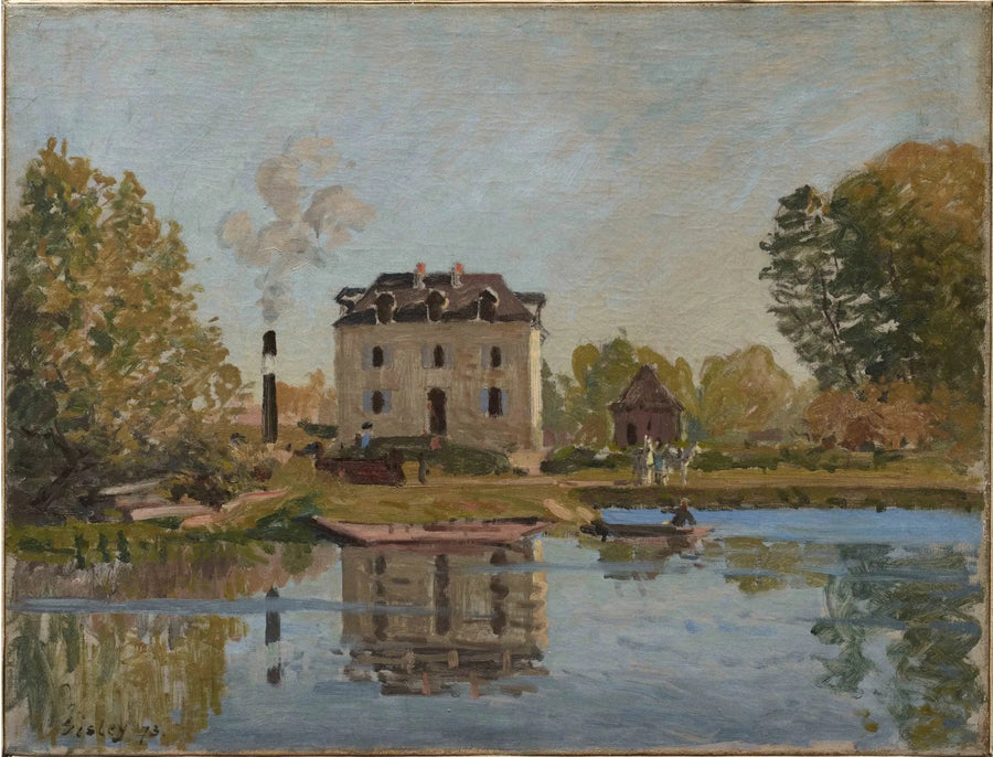 Fabrikk ved bredden av Seinen, Bougival - Alfred Sisley