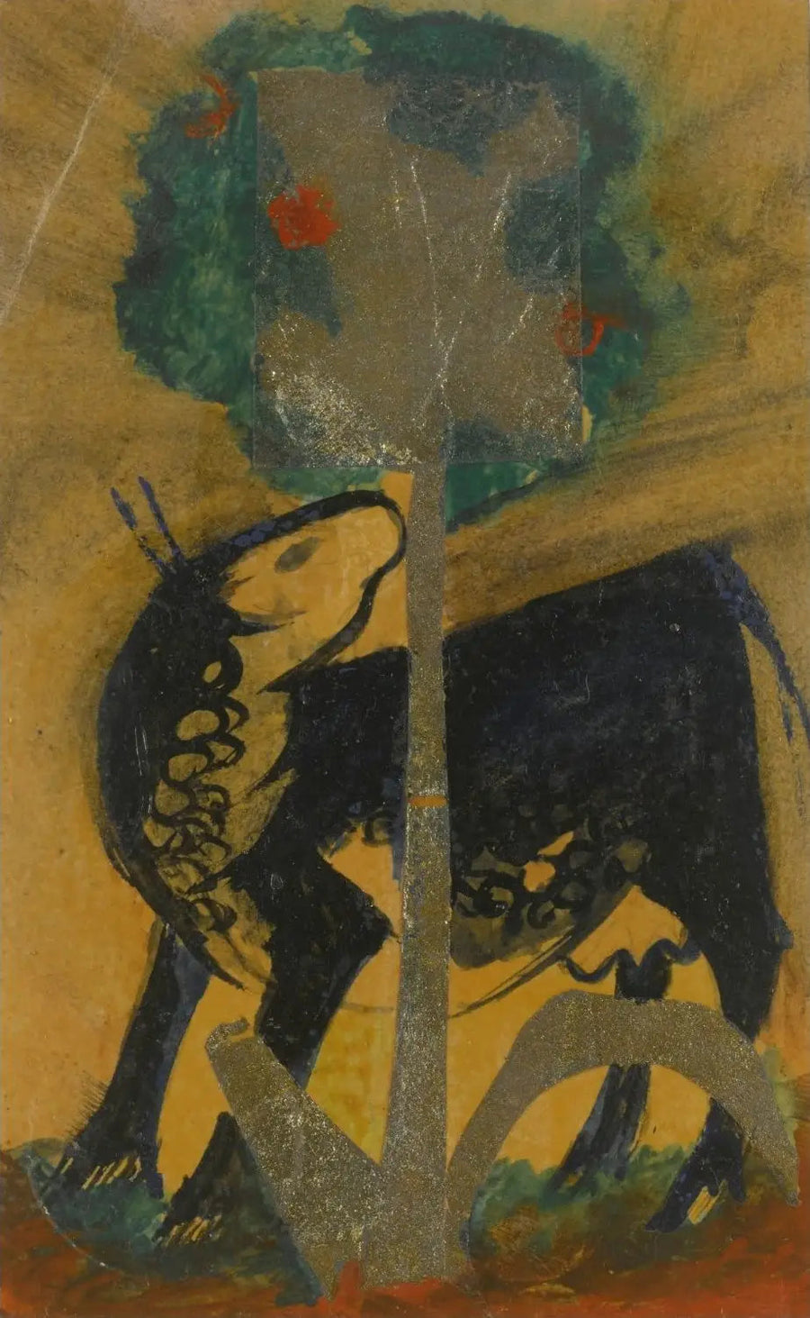 Svart ku bak et tre - Franz Marc