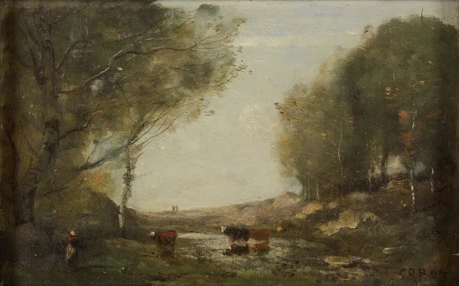 Kuene og vannet - Jean-Baptiste Camille Corot