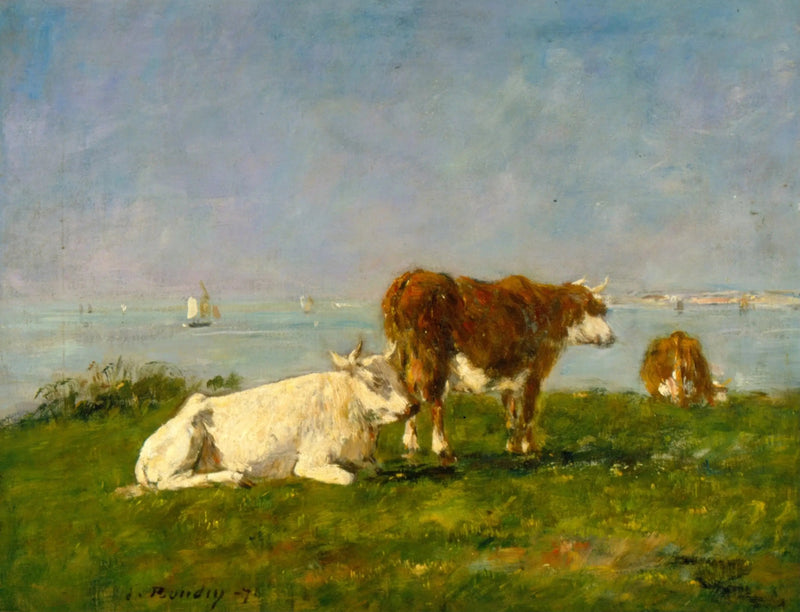 Kuer som beiter ved havet - Eugène Boudin