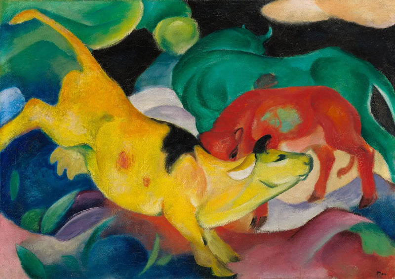 Røde Grønne Gule Kuer - Franz Marc