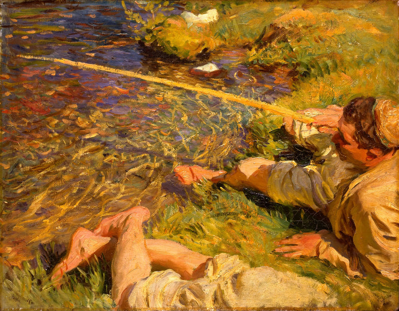 Val d'Aoste: En mann med fiske - John Singer Sargent
