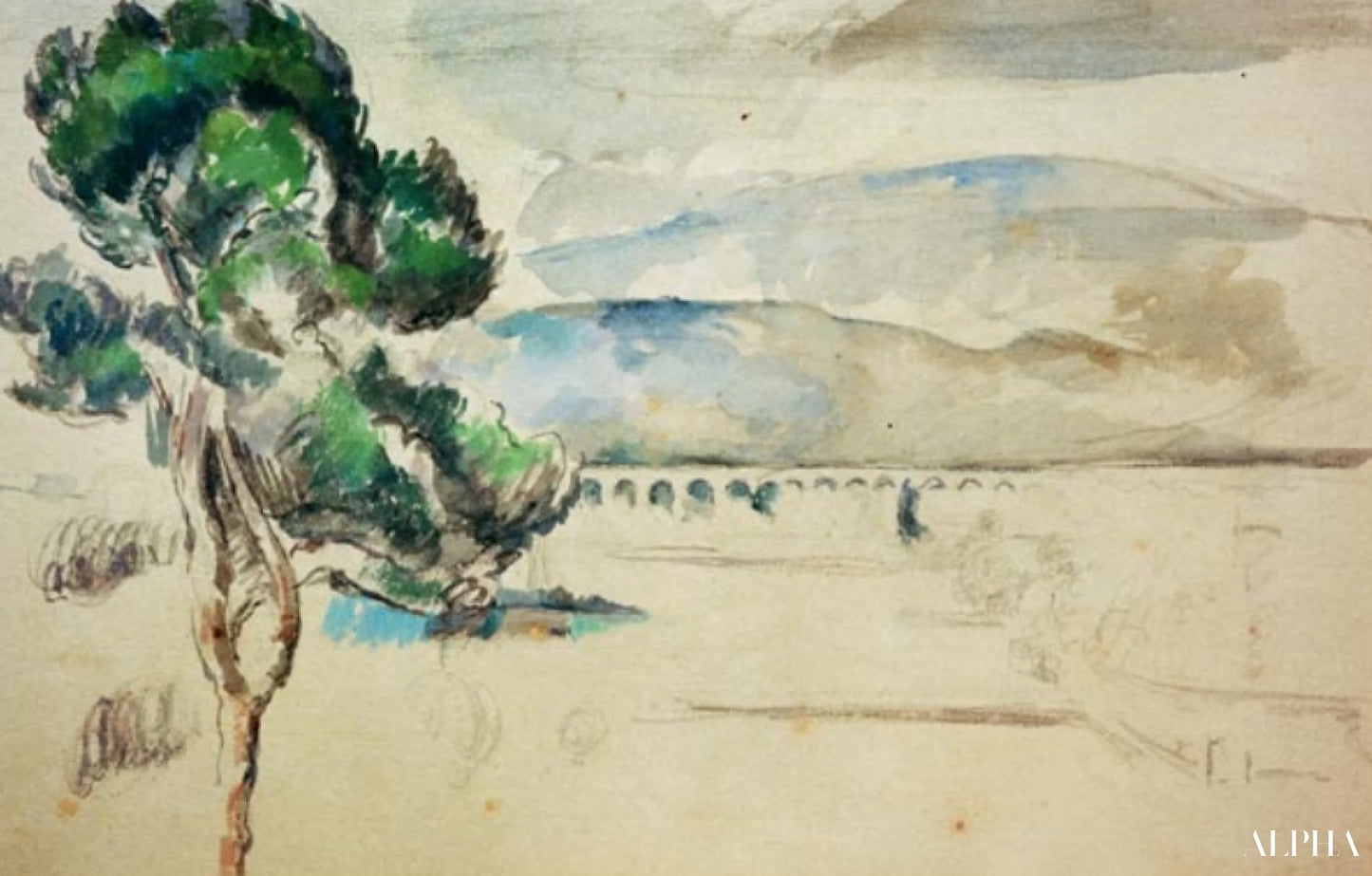 Vallée de l'Arc med Viadukt - Paul Cézanne - Høykvalitets reproduksjoner av malerier og bilder