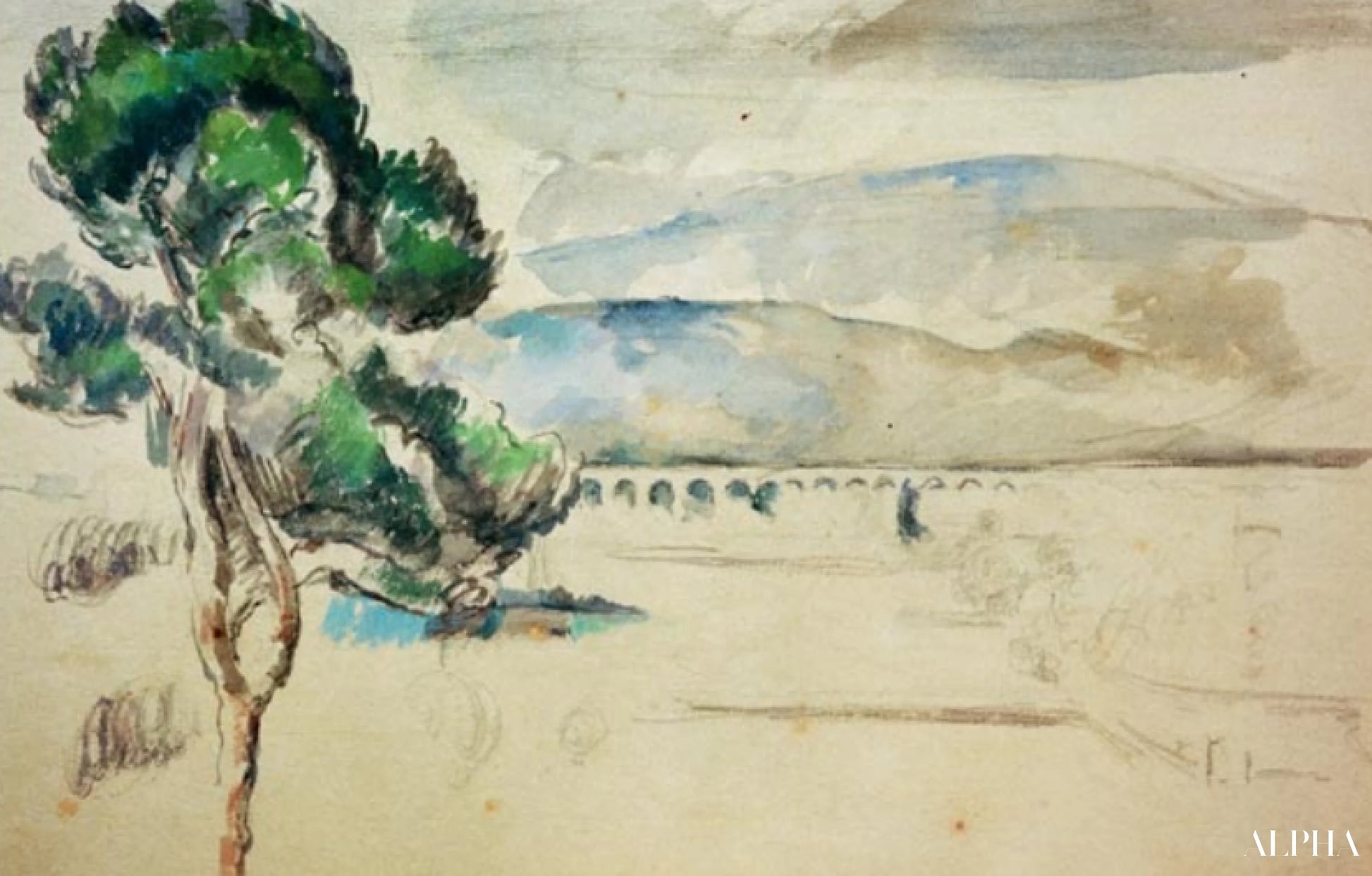Vallée de l'Arc med Viadukt - Paul Cézanne - Høykvalitets reproduksjoner av malerier og bilder