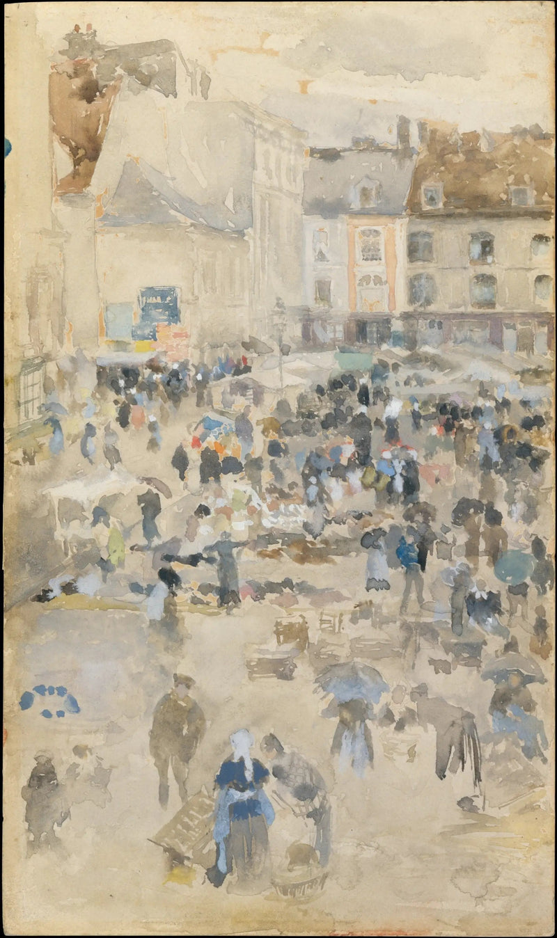 Variasjoner i lilla og grå — Markedsplassen, Dieppe - James Abbott McNeill Whistler