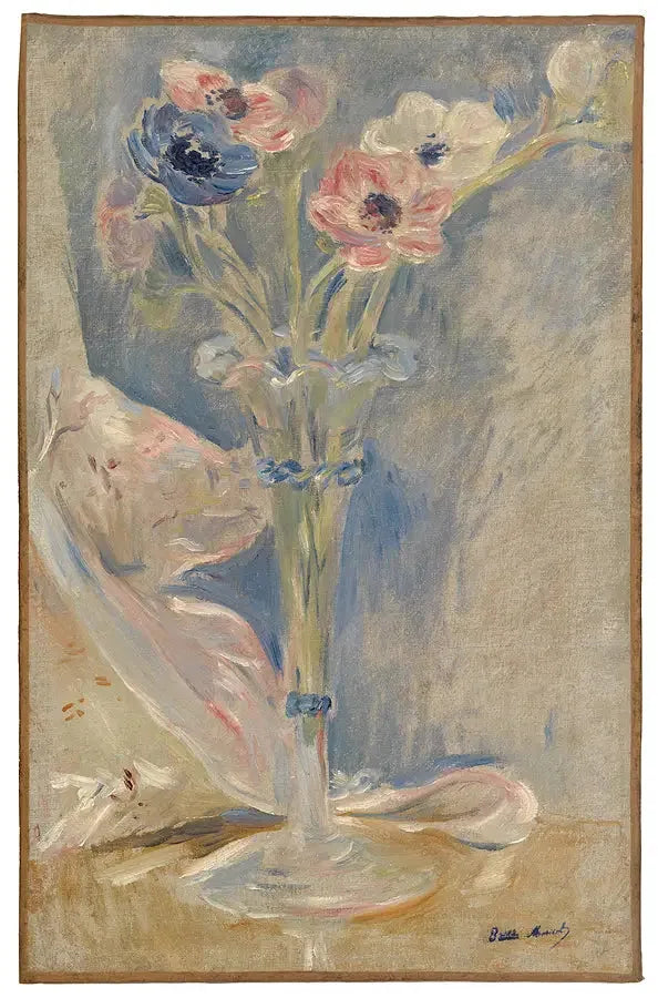 Vase med anemoner og godtepose - Berthe Morisot