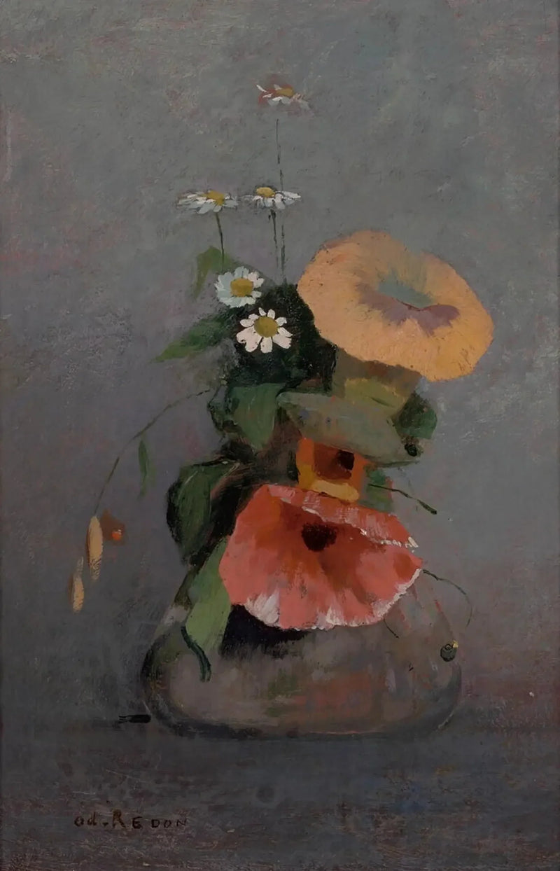 Vase med eføy og kamille - Odilon Redon