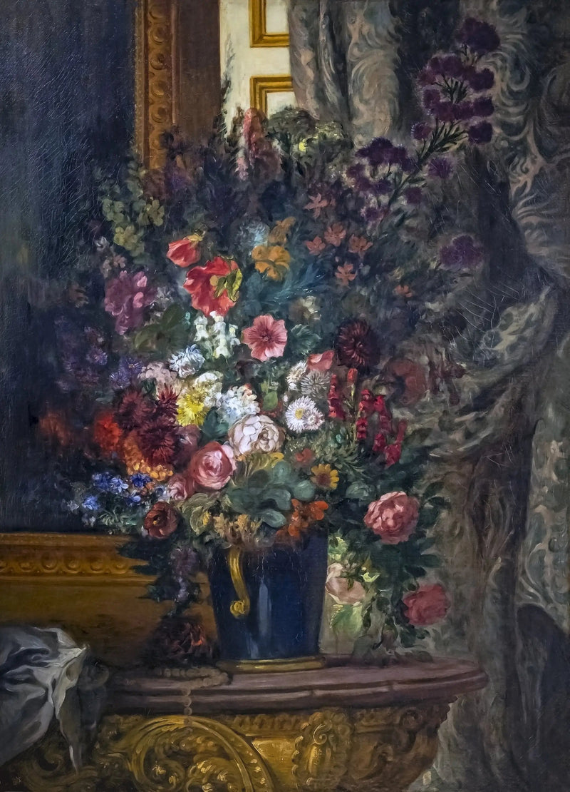 Blomsterkrukke på konsollen - Eugène Delacroix