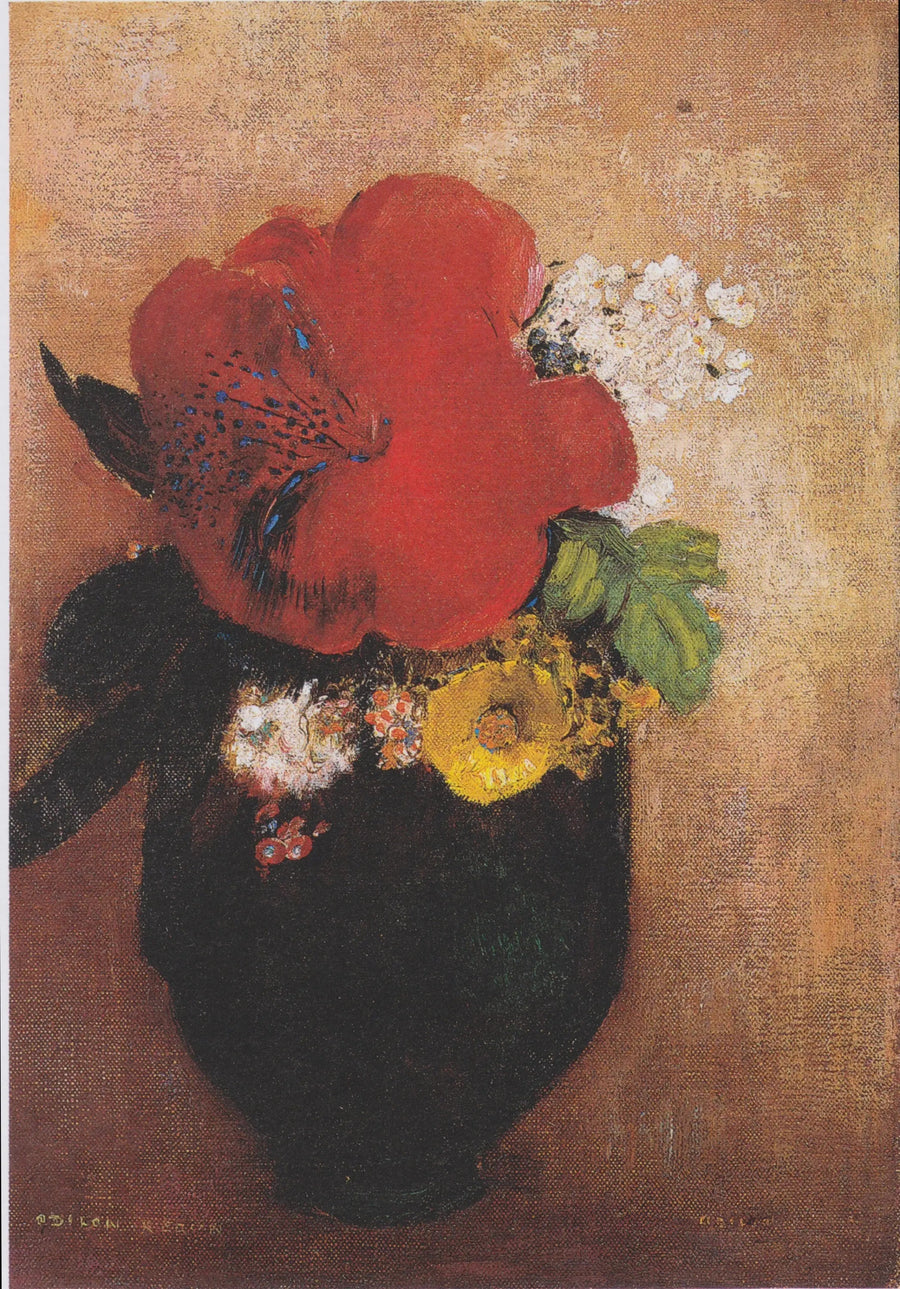 Blomsterpotte: den røde valmuen - Odilon Redon