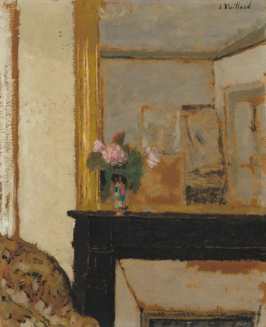Blomsterpotte på en peis - Édouard Vuillard