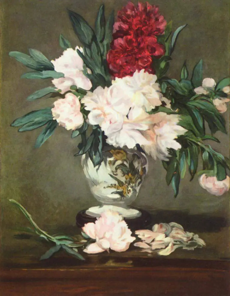 Vase med pæoner på fot - Édouard Manet