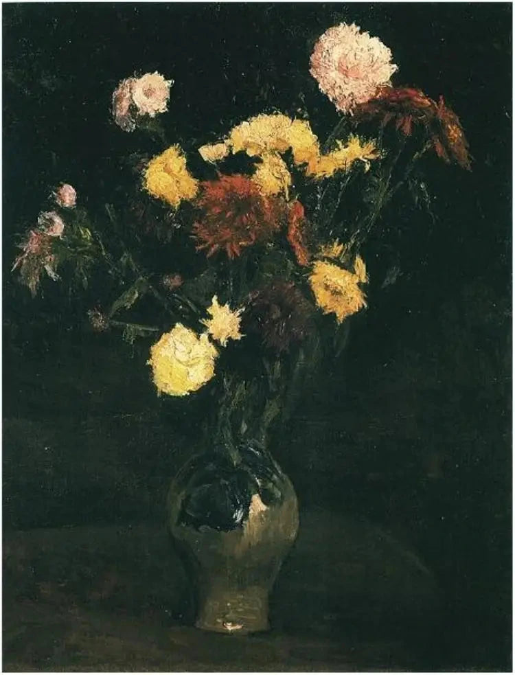 Vase med nellik og zinnia - Vincent van Gogh