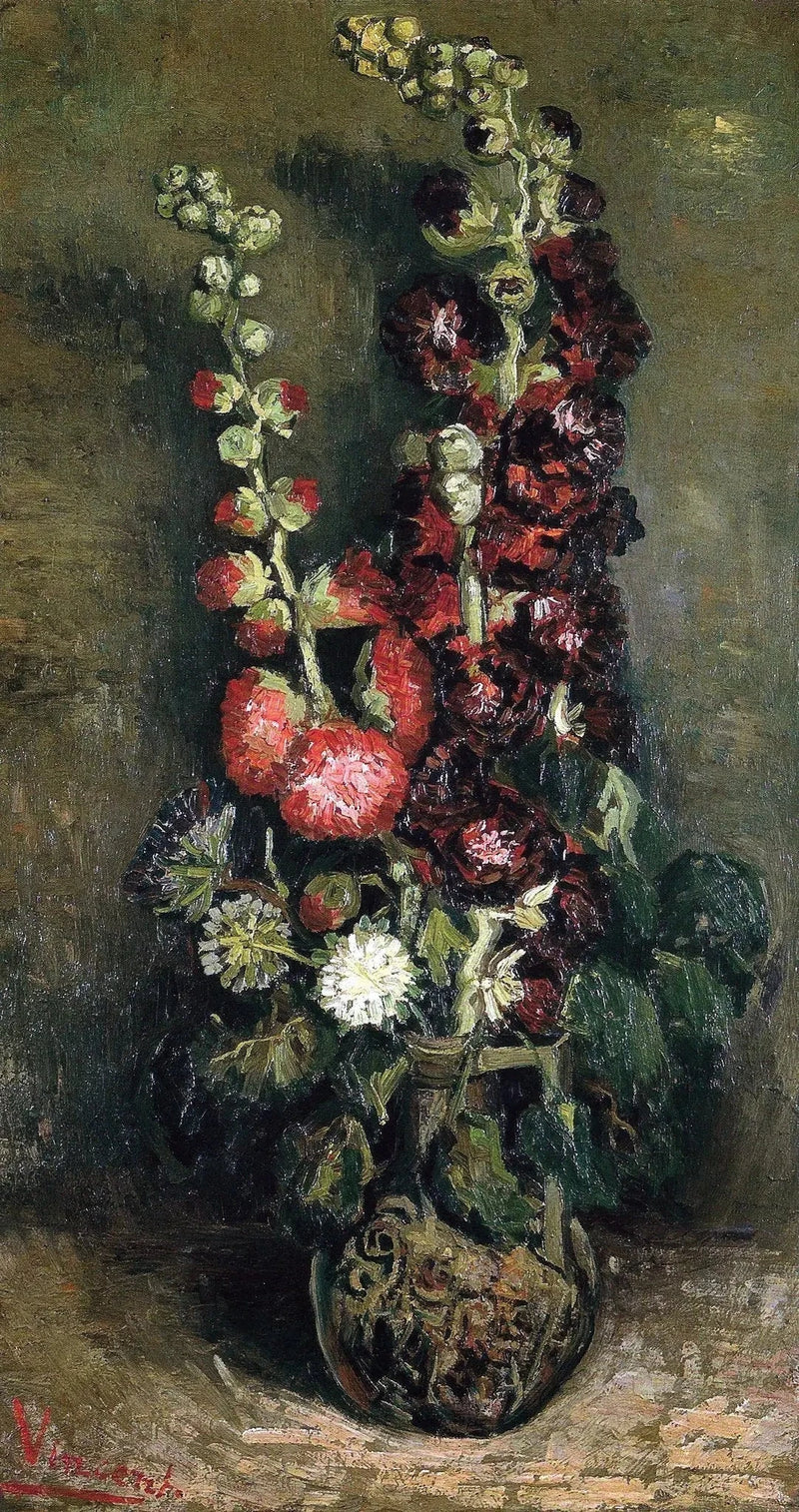 Vase med stokkroseblomster - Vincent van Gogh