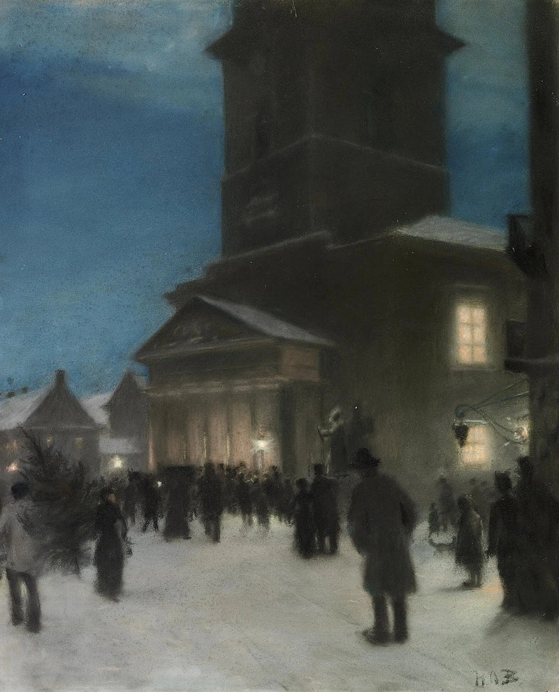 Juleaften foran Notre-Dame-kirken (Vor Frue Kirke) i København. - H. A. Brendekilde

Source:
Veille de Noël devant l'église Notre-Dame (Vor Frue Kirke) à Copenhague. - H. A. Brendekilde