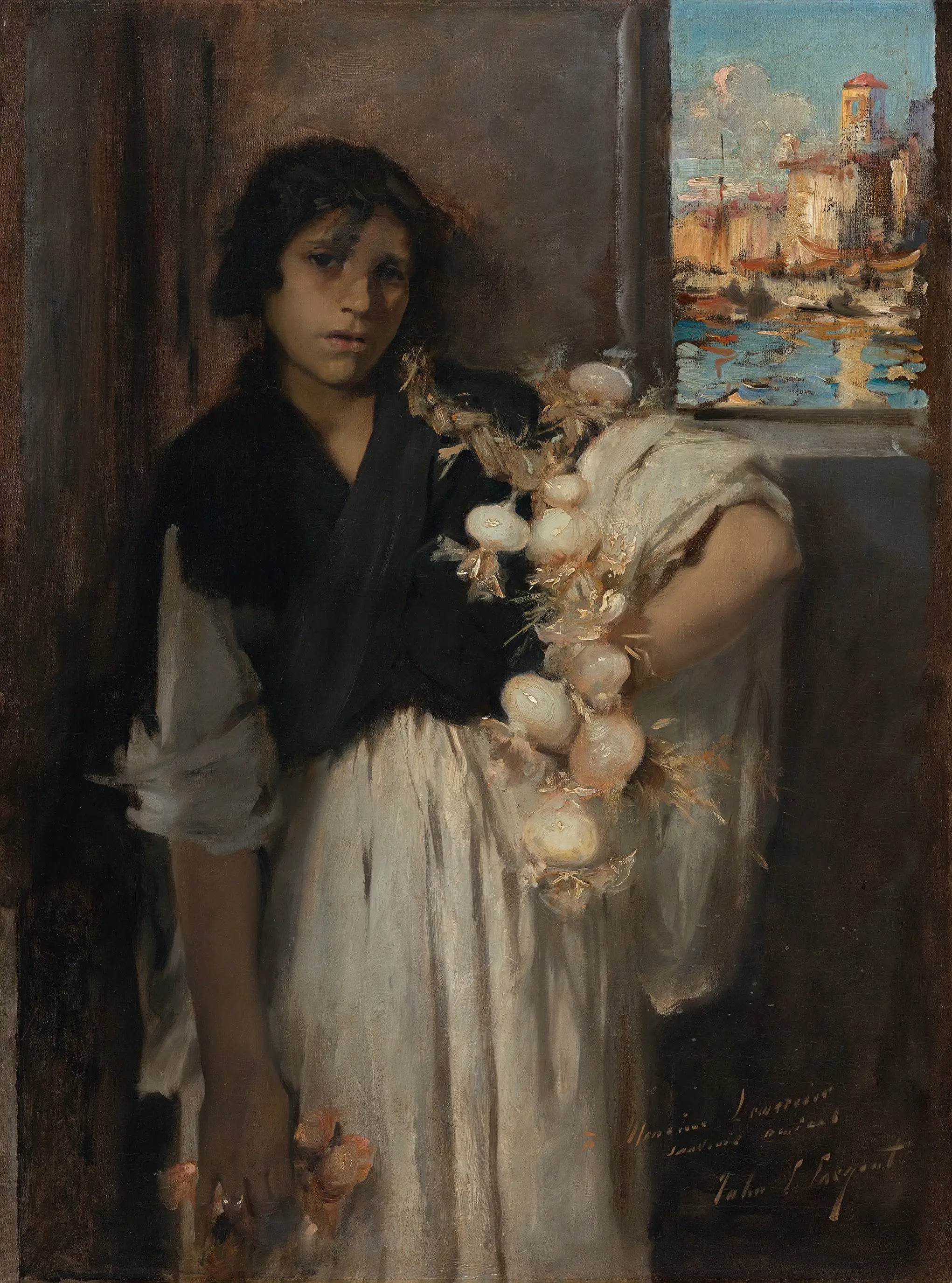 Vendeur d'oignons vénitien - John Singer Sargent image 1 copie peinte à la main à l’huile