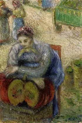 Gresskar selger på markedet - Camille Pissarro
