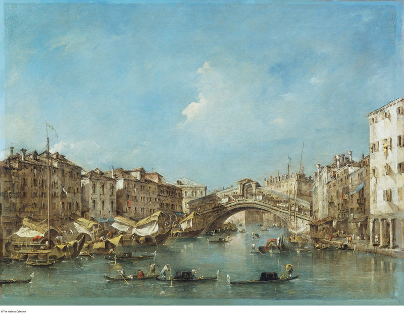 Venezia: Den store kanalen med Riva del Vin og Rialto-broen - Francesco Guardi