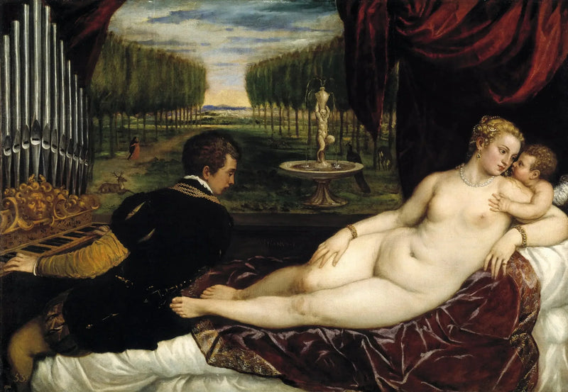 Venus med en organist og Cupido - Titian