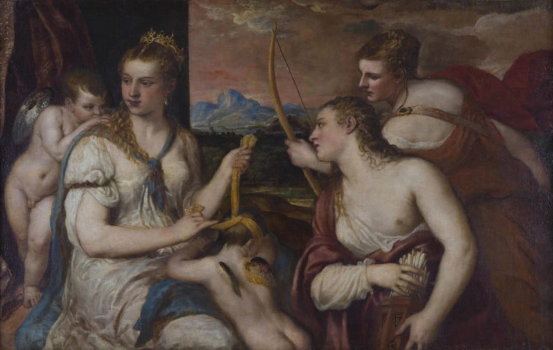 Venus som blindfolds Cupid - Titian