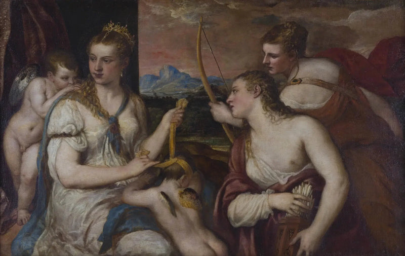 Venus som blindfolds Cupid - Titian