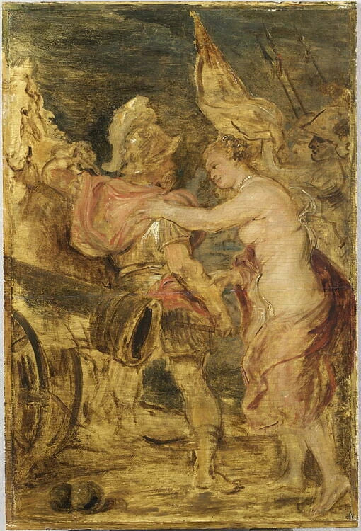 Vénus cherchant à dissuader Mars de partir au combat - Peter Paul Rubens