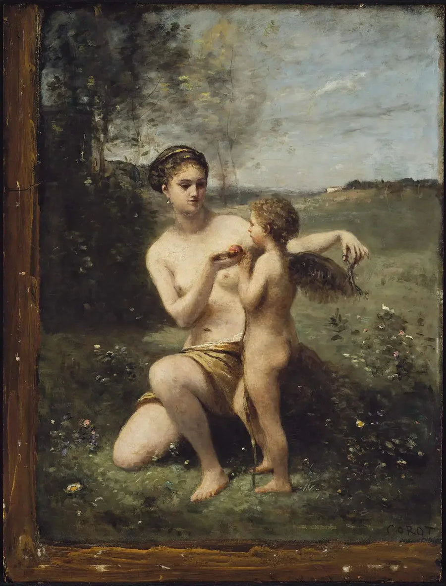 Venus som kutter vinger av Cupido - Jean-Baptiste Camille Corot