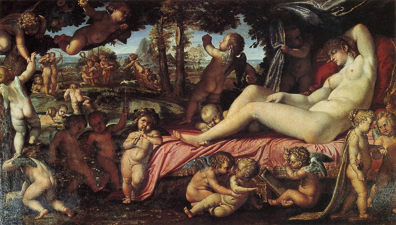Sovende Venus med kjærlighetsgudene - Annibale Carracci
