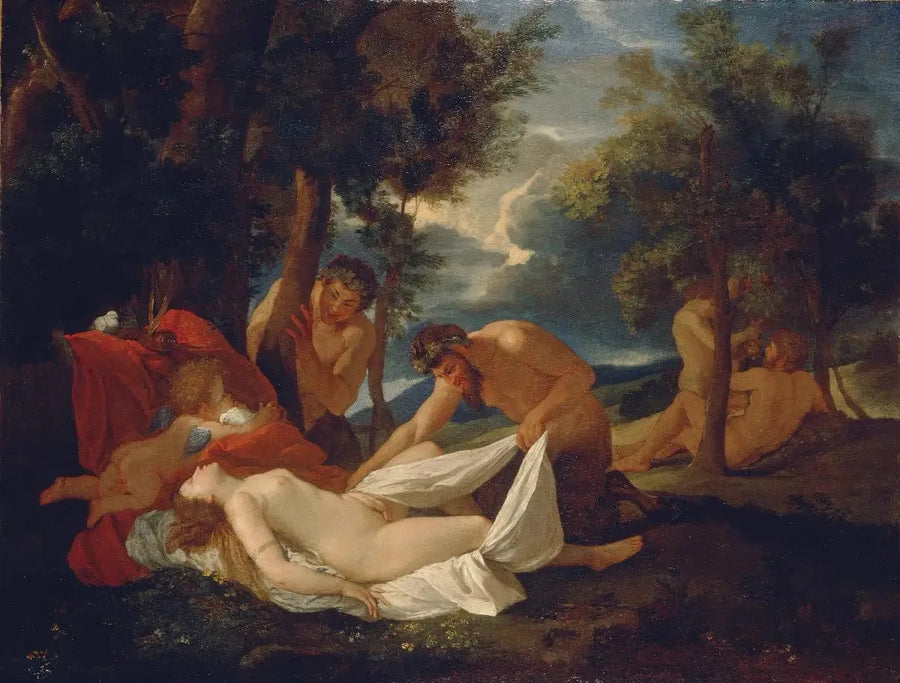 Sovende Venus overrasket av satyrer - Nicolas Poussin