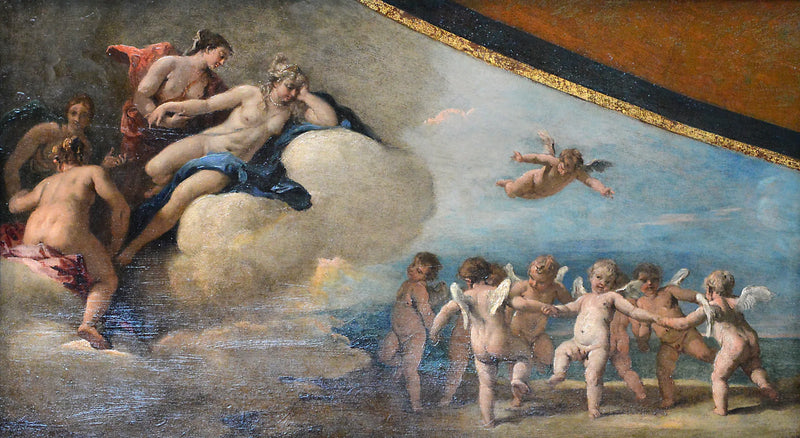 Venus omgitt av nymfer som ser på en runddans av Amor - Sebastiano Ricci