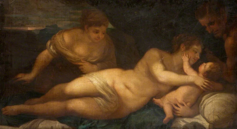 Venus og Cupido med en satyr (tidligere kjent som «Naken liggende») - Luca Giordano