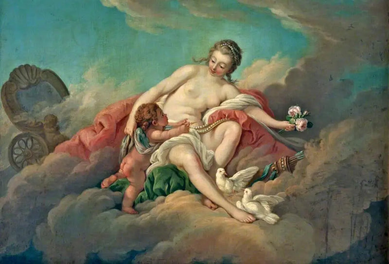 Venus og Cupido i skyene - François Boucher