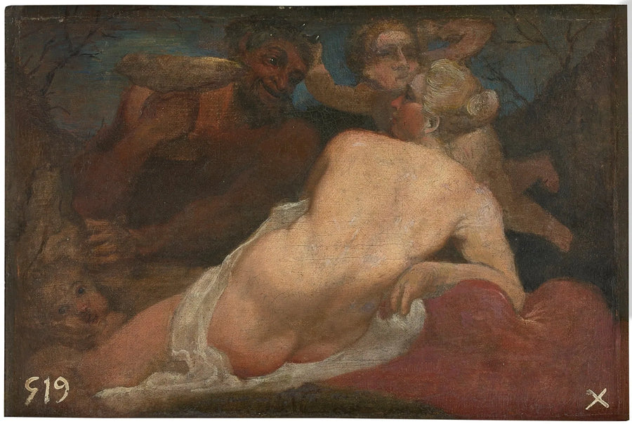 Venus og en satyr - Annibale Carracci